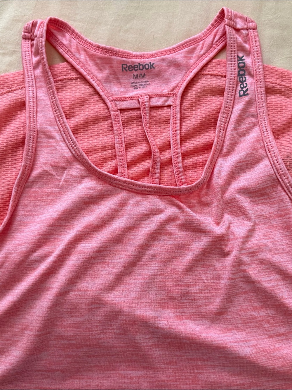 Reebok Heather Pink Strappy Back Athletic Tank